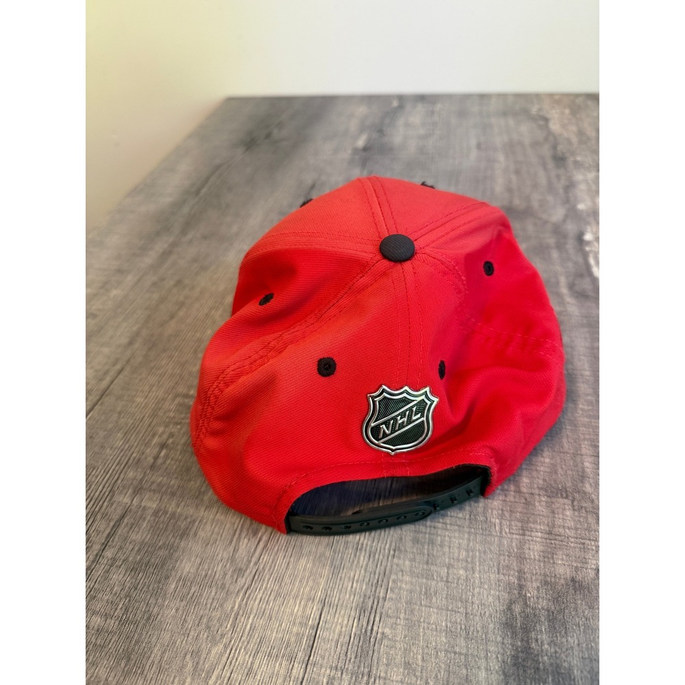 Adidas Chicago Blackhawks NHL 100th Anniversary Snapback Hat Red Black 720VZ - Picture 5 of 9